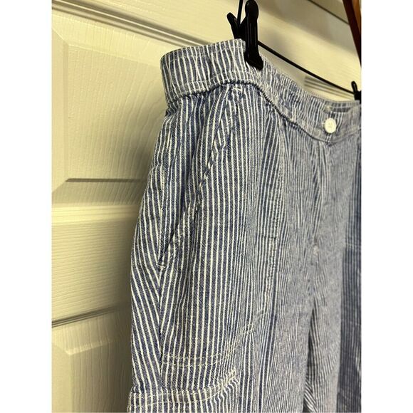 Talbots Women’s Blue & White Stripe Linen Blend Capri Pull On Pants sz 18W EUC - Picture 4 of 7
